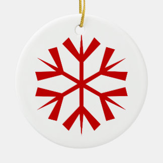 Rode en Witte Sneeuwvlok Keramisch Ornament