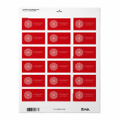 Rode en Witte Sneeuwvlok Kerstterugkeeradres Etiket (Full Sheet)