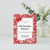Rode en witte sneeuwvlok patroon kerstdiner kaart (Staand voorkant)