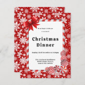 Rode en witte sneeuwvlok patroon kerstdiner kaart (Voorkant / Achterkant)