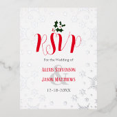 Rode en witte sneeuwvlok Winter Wedding RSVP-kaart Folie Uitnodiging Briefkaart (Voorkant)