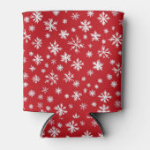 Rode en witte sneeuwvlokken blikjeskoeler (Voorkant)