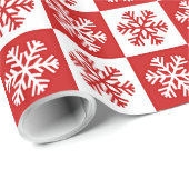 Rode en witte sneeuwvlokken cadeaupapier (Rol Hoek)
