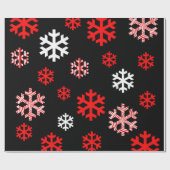 Rode en witte sneeuwvlokken cadeaupapier (Vlak)