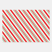 Rode en witte sneeuwvlokken en gestreepte vakantie inpakpapier vel (Voorkant)