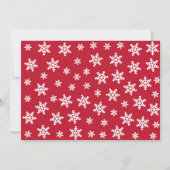 Rode en witte sneeuwvlokken en kerstversieringen kaart (Achterkant)