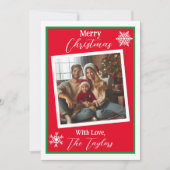 Rode en witte sneeuwvlokken Foto Kerstmis Feestdagenkaart (Voorkant)