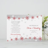 Rode en witte sneeuwvlokken gevouwen trouwprogramm (Staand voorkant)