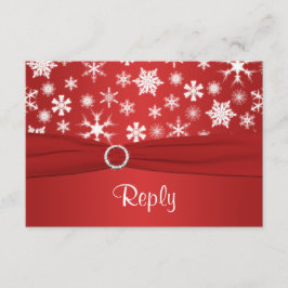Rode en Witte Sneeuwvlokken Huwelijks Antwoordkaar RSVP Kaartje