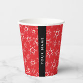 Rode en witte sneeuwvlokken, Jouw naam, Personalis Papieren Bekers (Voorkant)