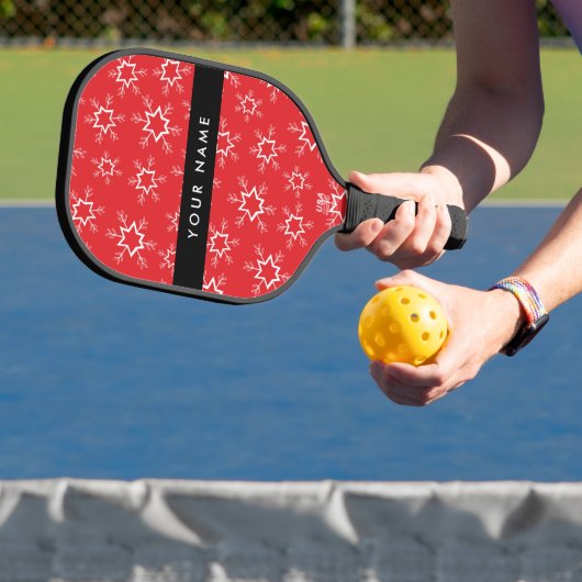 Rode en witte sneeuwvlokken, Jouw naam, Personalis Pickleball Paddle (Insitu)
