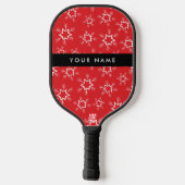 Rode en witte sneeuwvlokken, Jouw naam, Personalis Pickleball Paddle (Achterkant)