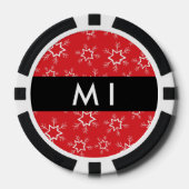 Rode en witte sneeuwvlokken, Jouw naam, Personalis Poker Chips (Voorkant)