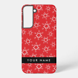 Rode en witte sneeuwvlokken, Jouw naam, Personalis Samsung Galaxy Hoesje
