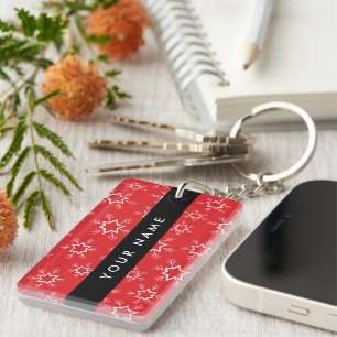 Rode en witte sneeuwvlokken, Jouw naam, Personalis Sleutelhanger
