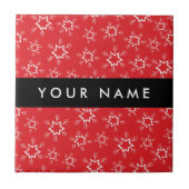 Rode en witte sneeuwvlokken, Jouw naam, Personalis Tegeltje (Voorkant)