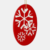 Rode en Witte Sneeuwvlokken Keramisch Ornament (Rechts)