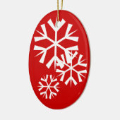 Rode en Witte Sneeuwvlokken Keramisch Ornament (Links)