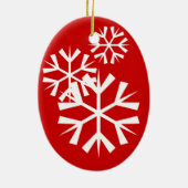 Rode en Witte Sneeuwvlokken Keramisch Ornament (Achterkant)