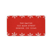 Rode en Witte Sneeuwvlokken Kerst Terug Adres Etiket (Voorkant)