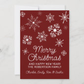 Rode en witte sneeuwvlokken kerst vakantie Kaart (Voorkant)