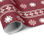 Rode en witte sneeuwvlokken Moderne Kerst Cadeaupapier (Rol Hoek)