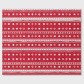 Rode en witte sneeuwvlokken Moderne Kerst Cadeaupapier (Vlak)