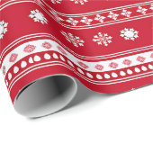Rode en witte sneeuwvlokken Moderne Kerst Cadeaupapier (Rol Hoek)