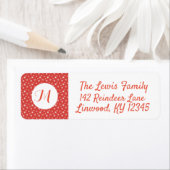 Rode en Witte Sneeuwvlokken Monogram Etiket (Insitu)