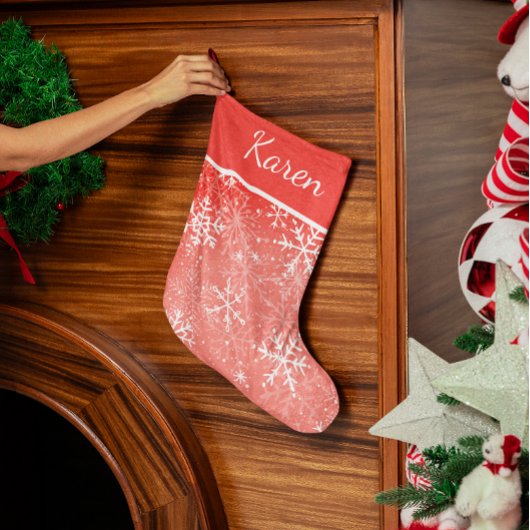 Rode en witte sneeuwvlokken noemen kerst grote kerstsok