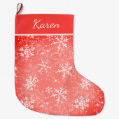 Rode en witte sneeuwvlokken noemen kerst grote kerstsok (Voorkant)