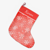 Rode en witte sneeuwvlokken noemen kerst grote kerstsok (Voorkant (Hangend))