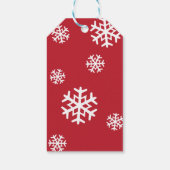 Rode en witte sneeuwvlokken | PRETTIGE FEESTDAGEN Cadeaulabel (Achterkant)