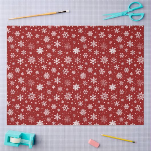 Rode en witte sneeuwvlokken tissuepapier (Craft)