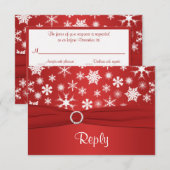 Rode en Witte Sneeuwvlokken Trouw Antwoordkaart 2 Kaart (Voorkant / Achterkant)