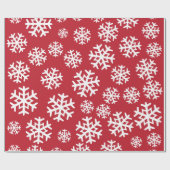 Rode en witte sneeuwvlokken | Vakantie | Kerstmis Cadeaupapier (Vlak)