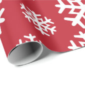 Rode en witte sneeuwvlokken | Vakantie | Kerstmis Cadeaupapier (Rol Hoek)
