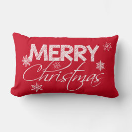 Rode en witte sneeuwvlokken | Vrolijk kerstfeest Kussen