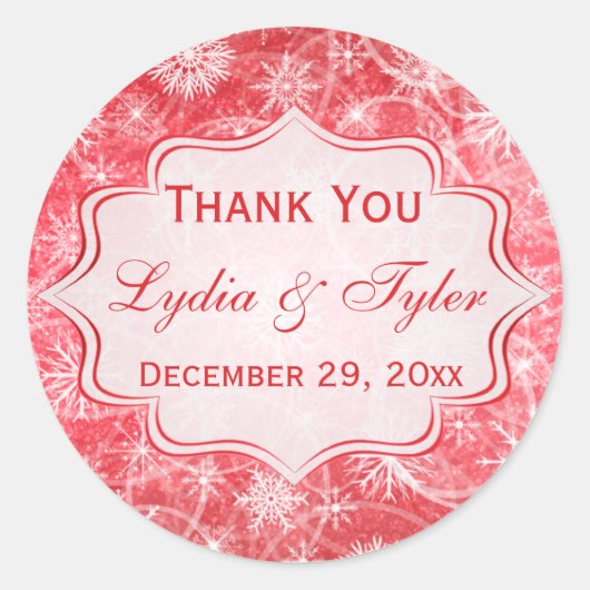 Rode en witte sneeuwvlokken Weddenschap Sticker (Voorkant)