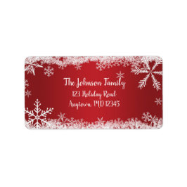 Rode en Witte Sneeuwvlokken Winter Vakantie Toespr Etiket