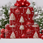 rode en witte snoep Cane Christmas Cadeaupapier<br><div class="desc">Candy Cane Christmas Wrapping Paper - Glanzend Rood en Wit Feestelijk Gift Wrap uw geschenken in de tijdloze charme van onze Candy Cane Christmas Wrapping Paper. Met een nostalgisch rood en wit snoeprietontwerp versierd met delicate sneeuwvlokken en feestelijke bomen, brengt dit glanzende inpakpapier een vleugje retro-vakantiegeest naar uw cadeau-geven. Verkrijgbaar...</div>