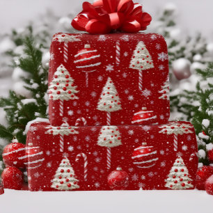 rode en witte snoep Cane Christmas Cadeaupapier