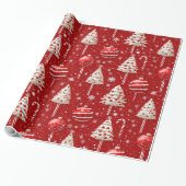  rode en witte snoep Cane Christmas Cadeaupapier (Uitgerold)