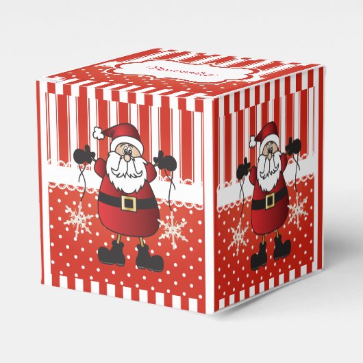 Rode en witte Snoepjes strepen en de Kerstman Bedankdoosjes (Voorkant Zijde)