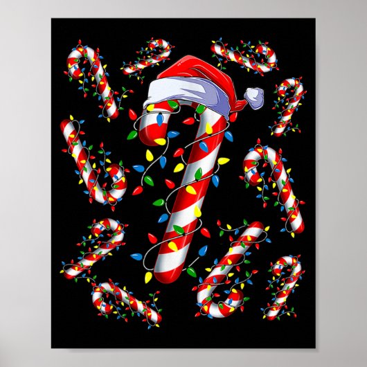 Rode en witte snoepkaneel Kerstman Kerstmis Grappi Poster (Voorkant)