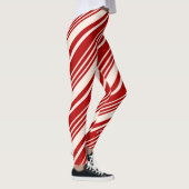 Rode en witte snoepriet Stripe kerst Leggings (Rechts)