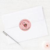 Rode en witte snoepstok met Kerstmis tekst Ronde Sticker (Envelop)