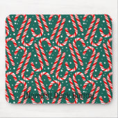  rode en witte snoepstokken op groen muismat (Voorkant)