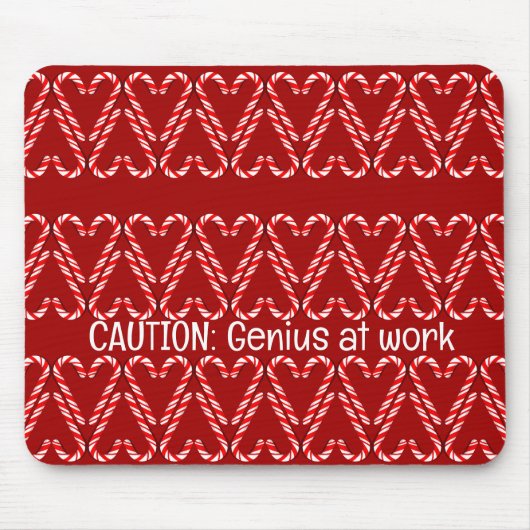  rode en witte snoepstokken op rood muismat (Voorkant)