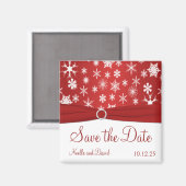Rode en Witte Snowflakes sparen de Magnet van de D (Voorkant / Achterkant)